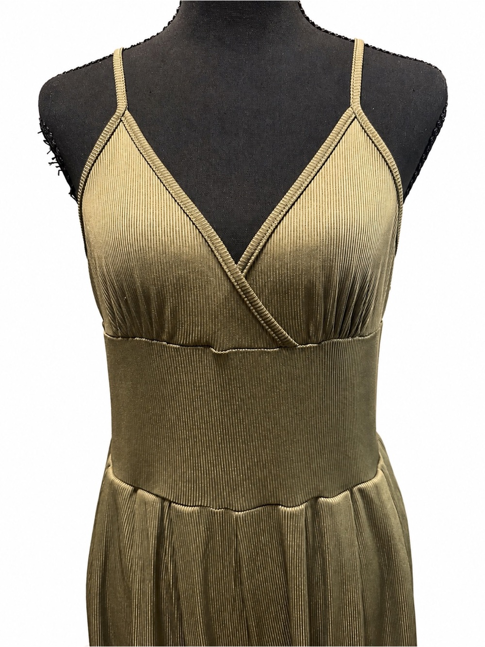 CIDER V-Neck Cami Wide Leg Jumpsuit Olive Green Size L US 8 - Picture 4 of 14